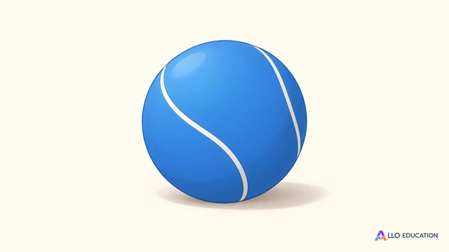 Un ballon bleu entier, sur un fond clair.