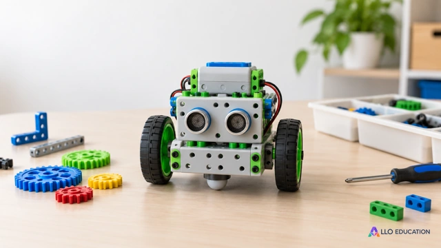 Robot éducatif et engrenages pour évoquer un atelier où l’accès suit des règles communes.