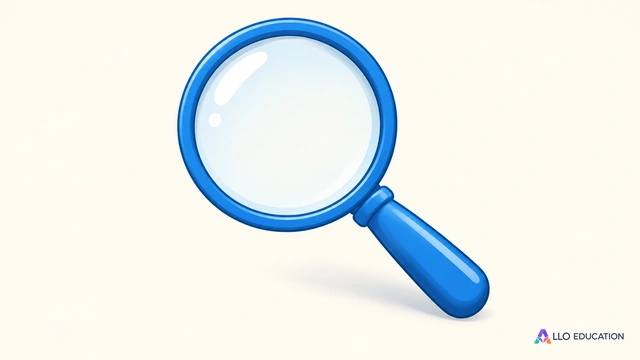 Une loupe bleue entière, avec son verre transparent et son manche.