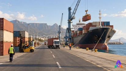 Un port et un réseau fictifs évoquent les corridors et les contrastes d’Afrique australe.