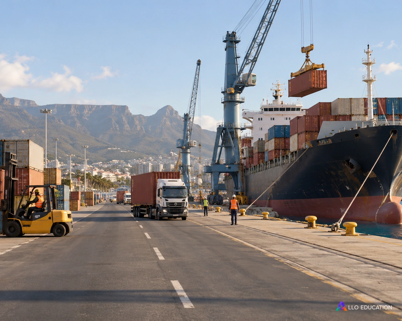 Un port et un réseau fictifs évoquent les corridors et les contrastes d’Afrique australe.